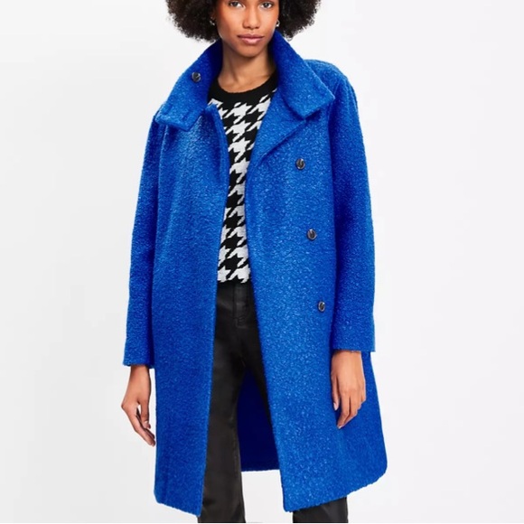 LOFT Jackets & Blazers - LOFT Curly Funnel Neck Coat. Cobalt. Size Large Petite